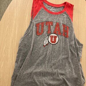 Utah Utes Tank Top Women's Medium Blue 84 Gray and Red Polyester Blend